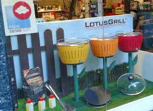 Escaparate promocional para Lotus Grill, barbacoa de verano en jardín con flores de colores, foto 2