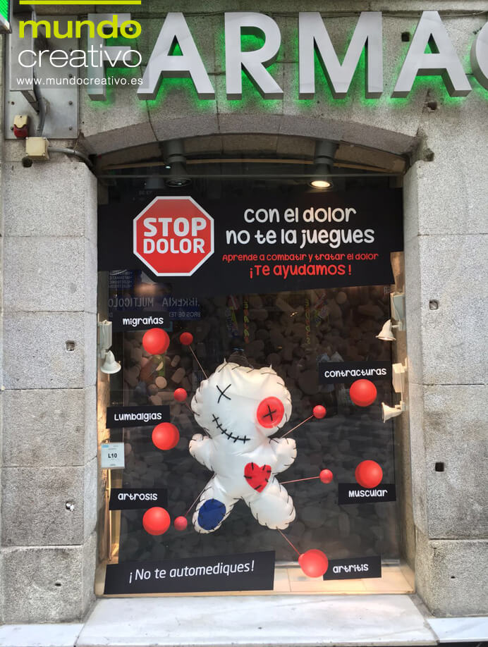 Escparate campaña Dolor en Farmacia Arenal, Madrid. Mundo Creativo