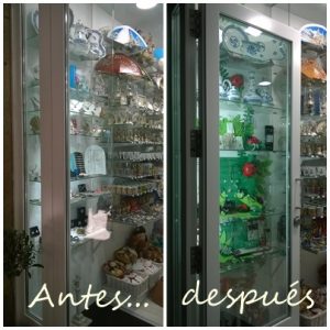 El antes y el después en el escaparate de Nova Andaina, Mírame escaparatismo, verano 2016; imagen 1