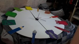 Escaparate de Primavera para papelería de Barcelona, Rueda de color, planteamiento